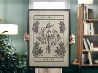Pisces tarot card image in large frame